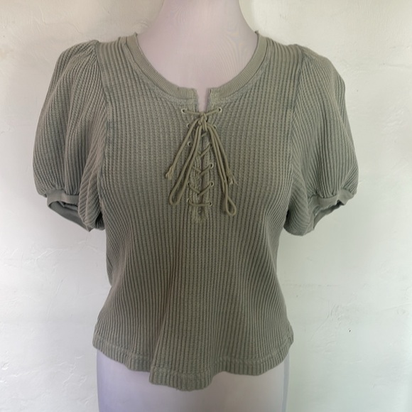 Free People One Tops - Free People One Crop Top With Lace Up Neckline Size M